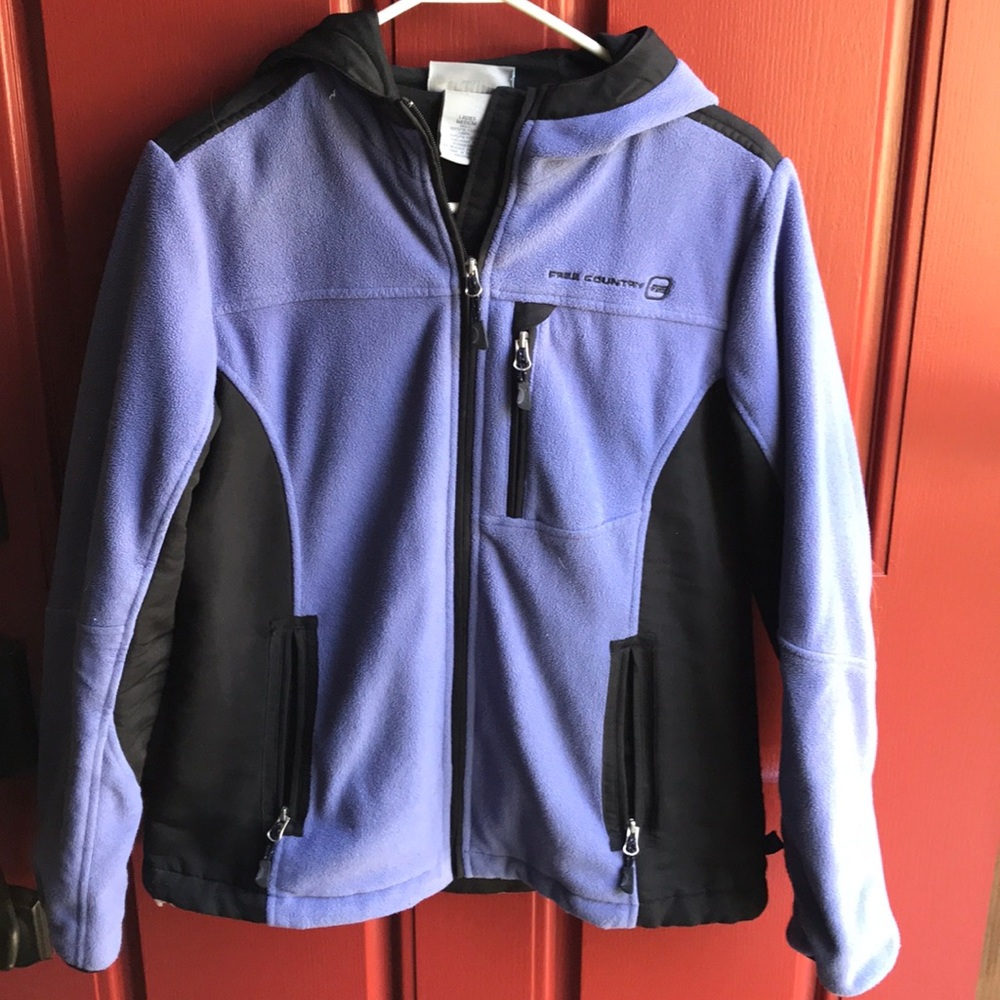 Purple and black fleece jacket
